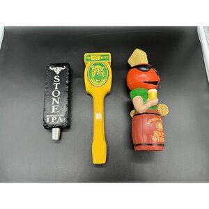 Lot of 3 Beer Taps Handles Spiced Wheat Stone Ruination IPA and Four C's